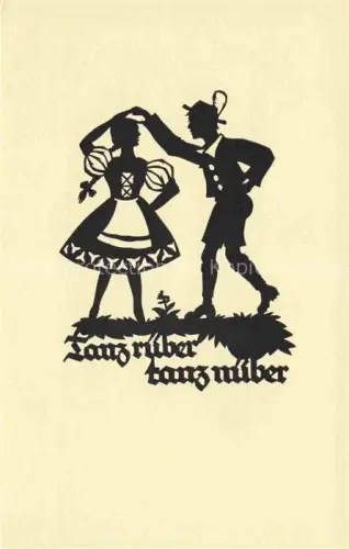 AK / Ansichtskarte SCHWINDT A. M. Kuenstlerkarte Schattenbild Tanz rueber tanz rueber