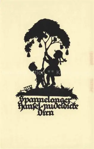 AK / Ansichtskarte SCHWINDT A. M. Kuenstlerkarte Schattenbild Spannenlager Hansel nudeldicke Dirk 