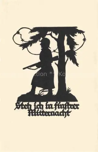 AK / Ansichtskarte SCHWINDT A. M. Kuenstlerkarte Schattenbild Stehe ich in finstrer Mitternacht 
