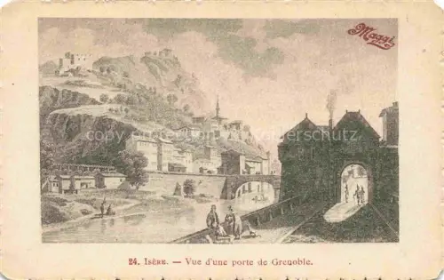 AK / Ansichtskarte GRENOBLE 38 Isere Vue d'une porte de Grenoble Dessin Kuenstlerkarte Werbung Maggi