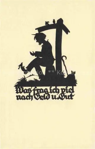 AK / Ansichtskarte SCHWINDT A. M. Kuenstlerkarte Schattenbild Was frag ich viel nach Geld und Gut