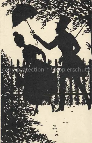 AK / Ansichtskarte Scherenschnitt-AK SCHATTENBILDKARTE Shadowbolt K.K.V.B. Nr. 437/3 Schirm