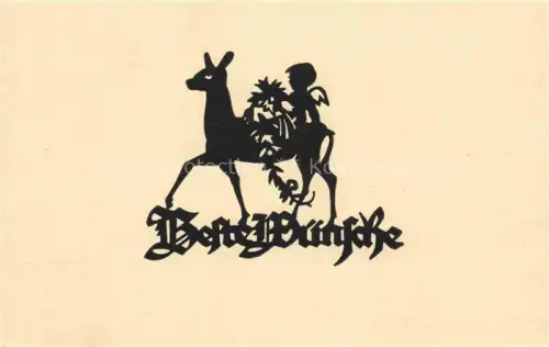 AK / Ansichtskarte SCHWINDT A. M. Kuenstlerkarte Schattenbild Beste Wuensche Hirsch Engel