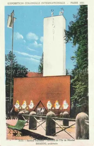 AK / Ansichtskarte Exposition Coloniale Paris 1931 Pavillon Ile de Rhodes Brasini 