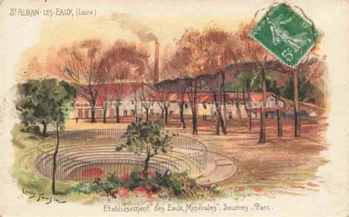 AK / Ansichtskarte St-Alban-les-Eaux ROANNE 42 Loire Etablissement des Eaux Minérales Sources Parc Peinture Kuenstlerkarte