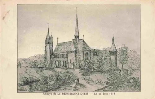 AK / Ansichtskarte La Benisson-Dieu ROANNE 42 Loire Abbaye Dessin Kuenstlerkarte