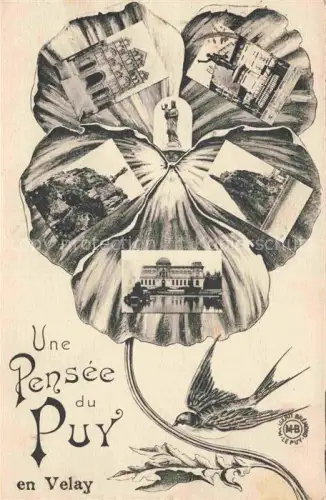 AK / Ansichtskarte LE PUY  en-Velay 43 Haute-Loire Une pensée du Puy Kleeblatt Briefschwalbe