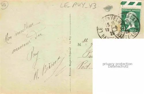 AK / Ansichtskarte LE PUY  en-Velay 43 Haute-Loire Une pensée du Puy Kleeblatt Briefschwalbe