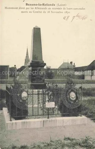 AK / Ansichtskarte Beaune-la-Rolande Pithiviers 45 Loiret Monument aux morts élevé par les Allemands