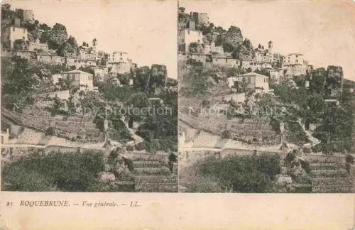 AK / Ansichtskarte STEREOSKOPKARTE Stereo-Karte Stereo-Ak Roquebrune Vue Générale 