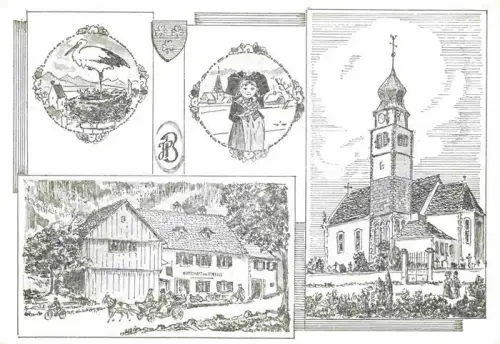 AK / Ansichtskarte Ungersheim Guebwiller 68 Haut-Rhin Teilansichten Kirche Illustration