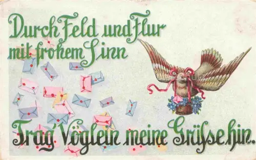 AK / Ansichtskarte Brieftaube Carrier Pigeon voyageur-- Gruesse 