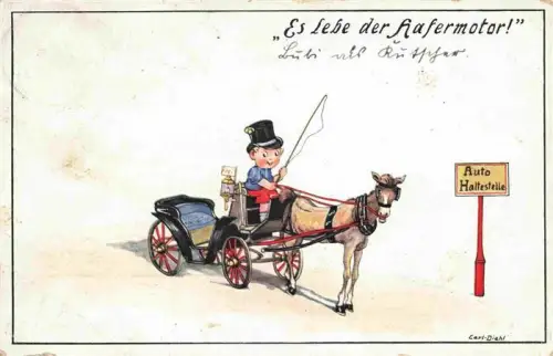 AK / Ansichtskarte DIEHL Carl Kuenstlerkarte Haltestelle Pferd Kutsche