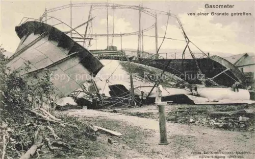 AK / Ansichtskarte Markirch Ste-Marie-aux-Mines 68 Haut-Rhin Gasometer von einer Granate getroffen Westlicher Kriegsschauplatz 1. Weltkrieg