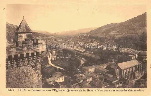AK / Ansichtskarte FOIX 09 Ariege Panorama vers l'église et Quartier de la Gare vue prise des tours du château-fort