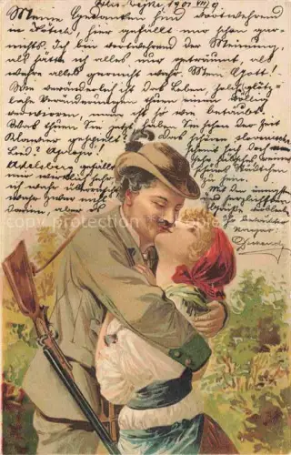 AK / Ansichtskarte Jagd Chasse Hunting Litho Jagdwaffe