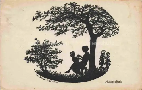 AK / Ansichtskarte EBELING Martha Kuenstlerkarte Schattenbild Mutterglueck 