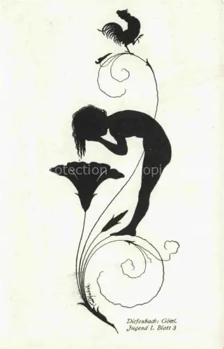 AK / Ansichtskarte DIEFENBACH Schattenbildkarte Shadowbolt Scherenschnitt-AK Jugend Kind Hahn 