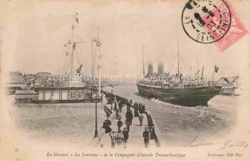 AK / Ansichtskarte Dampfer Oceanliner Steamer la Lorraine Compagnie Generale Transatlantique 