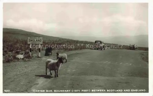 AK / Ansichtskarte Grenze Douane Zoll Frontiere Border-- Boundary Between Scotland England Schafe