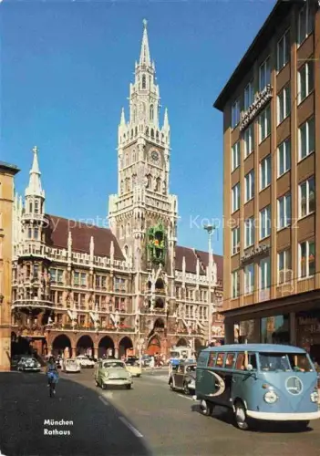 AK / Ansichtskarte BULLY  VW Volkswagen Autos Cars-- Muenchen Rathaus Town Hall