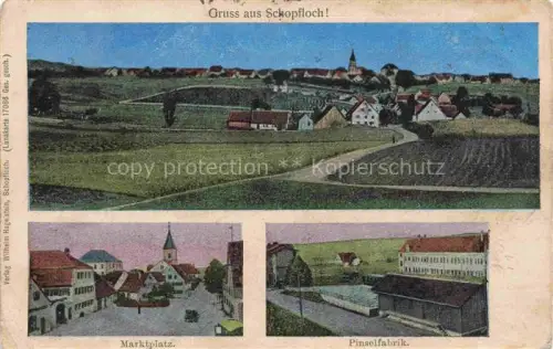 AK / Ansichtskarte Schopfloch Mittelfranken Ansbach Bayern Panorama Marktplatz Pinselfabrik