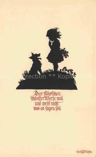 AK / Ansichtskarte PLISCHKE Georg Kuenstlerkarte Schattenbild Hund Maedchen 