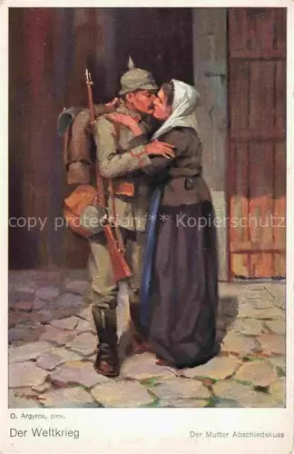AK / Ansichtskarte ARGYROS O. Kuenstlerkarte Weltkrieg Mutter Abschiedskuss