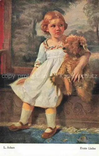AK / Ansichtskarte ADAM L. Kuenstlerkarte Erste Liebe Hund Maedchen 