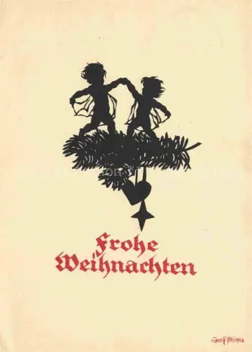 AK / Ansichtskarte PLISCHKE Georg Kuenstlerkarte Schattenbild Frohe Weihnachten 