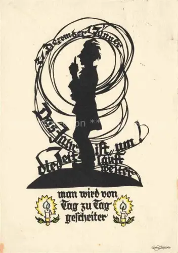 AK / Ansichtskarte PLISCHKE Georg Kuenstlerkarte Schattenbild Tag zu Tag gescheiter Mann 