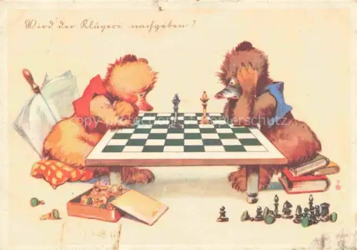 AK / Ansichtskarte Schach Chess Echecs Teddy Vermenschlicht 