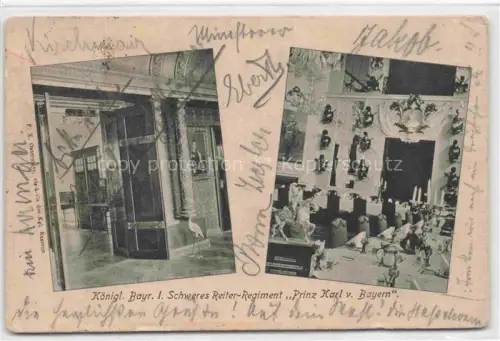 AK / Ansichtskarte MueNCHEN Koenigl. Bayr. I. Schweres Reiter-Regiment Prinz Karl von Bayern Restaurant