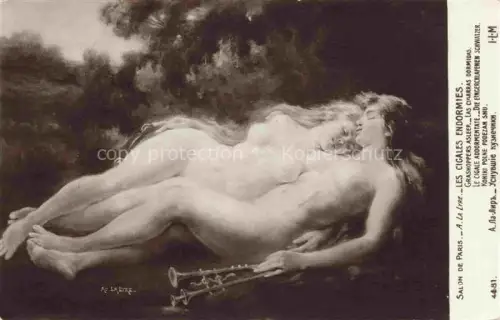 AK / Ansichtskarte LYRE A. La Kuenstlerkarte Salon de Paris les Cigales Endormies die Eingeschlafenen Schwatzer