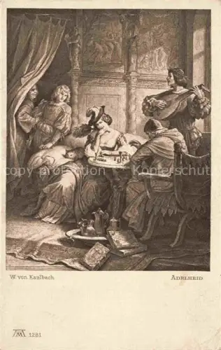 AK / Ansichtskarte KAULBACH von W. Kuenstlerkarte Adelheid Muenchen Goethe Galerie Mandoline
