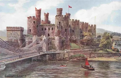 AK / Ansichtskarte QUINTON Alfred Robert ARQ (1853-1934) Kuenstlerkarte Nr. 1079 Conway Castle Boote Bruecke 