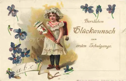 AK / Ansichtskarte Schule School Ecole Escuela Scuola-- Schulgange Maedchen Schultuete Litho