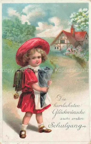 AK / Ansichtskarte Schule School Ecole Escuela Scuola-- Schulgang Kind Schultuete Litho