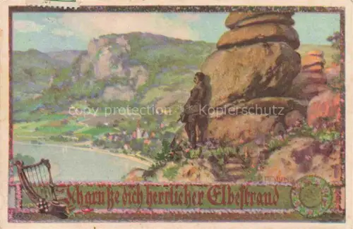 AK / Ansichtskarte JUNG Fr. Kuenstlerkarte Klettern Harfe Litho 