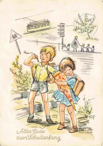 AK / Ansichtskarte Schule School Ecole Escuela Scuola-- Schulanfang Zuckertuete 