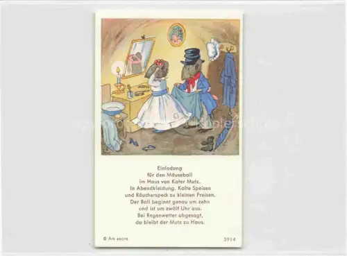 AK / Ansichtskarte IBM BOHATTA-MORPURGO Ida (1900-1992) Kuenstlerkarte Nr. 3914 Maeuseball Einladung 