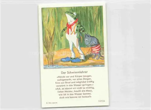 AK / Ansichtskarte IBM BOHATTA-MORPURGO Ida (1900-1992) Kuenstlerkarte Nr. 10736 Der Schwimmlehrer Frosch Maus 