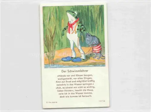 AK / Ansichtskarte IBM BOHATTA-MORPURGO Ida (1900-1992) Kuenstlerkarte Nr. 10736 Der Schwimmlehrer Frosch Maus 