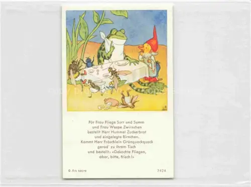 AK / Ansichtskarte IBM BOHATTA-MORPURGO Ida (1900-1992) Kuenstlerkarte Nr. 3424 Fuer Frau Fliegen Surr und Summ Frosch Zwerg Biene