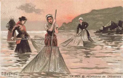 AK / Ansichtskarte Fischerei Fishing Peche-- Besnau la Mer Pecheuses de Crevettes  Frauen