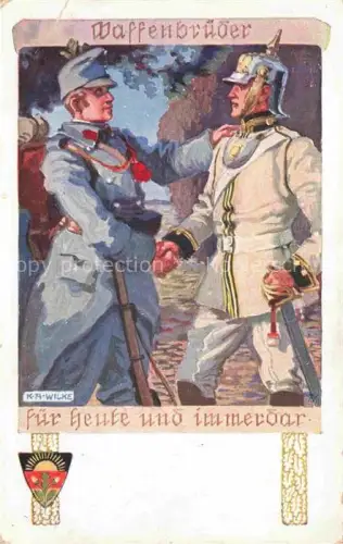 AK / Ansichtskarte WILKE Karl Alex Kuenstlerkarte BDD Schulverein Soldaten Pickelhaube 