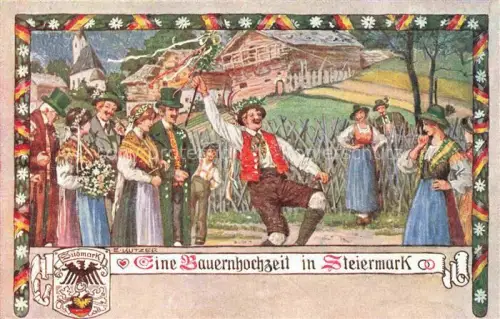 AK / Ansichtskarte BDD Schulverein Suedmark Nr. 125  Bauernhochzeit in Steinzeit Litho