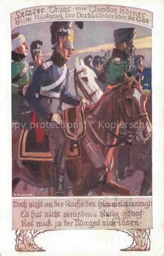 AK / Ansichtskarte WILKE Karl Alex Kuenstlerkarte BDD Schulverein Berlin Nr.15/16 Pferde Soldaten
