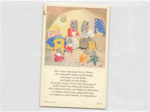 AK / Ansichtskarte IBM BOHATTA-MORPURGO Ida (1900-1992) Kuenstlerkarte Nr. 3914 Maeuse sorgen Angst