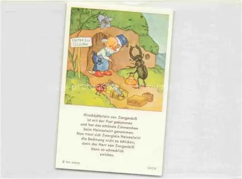 AK / Ansichtskarte IBM BOHATTA-MORPURGO Ida (1900-1992) Kuenstlerkarte Nr. 3424 Hirschkaeferlein Zangenbiss Zwerg Hotel zu Glocke 